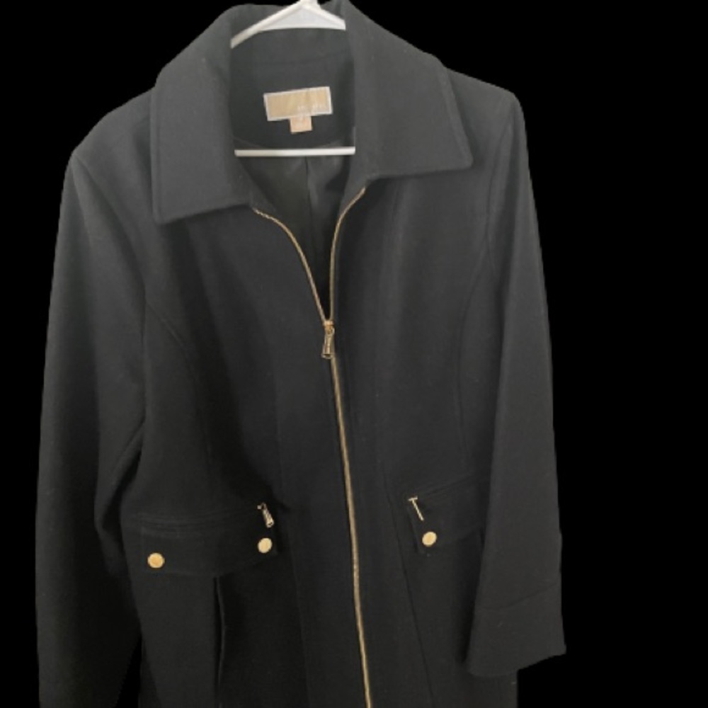 Michael Kors black wool zippered coat